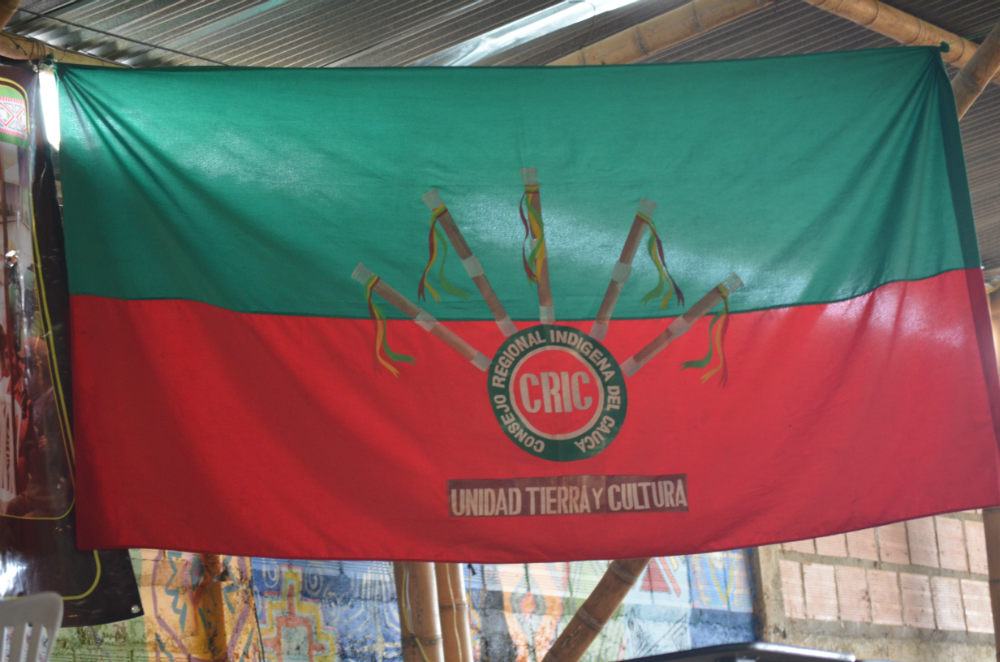 Flag of the Regional Indigenous Council of Cauca, of which ACIN is a part (Photo: Robin Llewellyn)