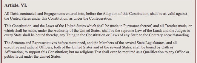 Article VI of the U.S. Constitution which includes the clause that establishes treaties made under its authority, are the supreme law of the land