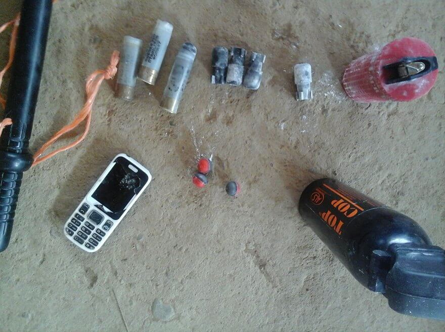 Police ammunition and equipment collected in Gualaquita. Credit: unknown 